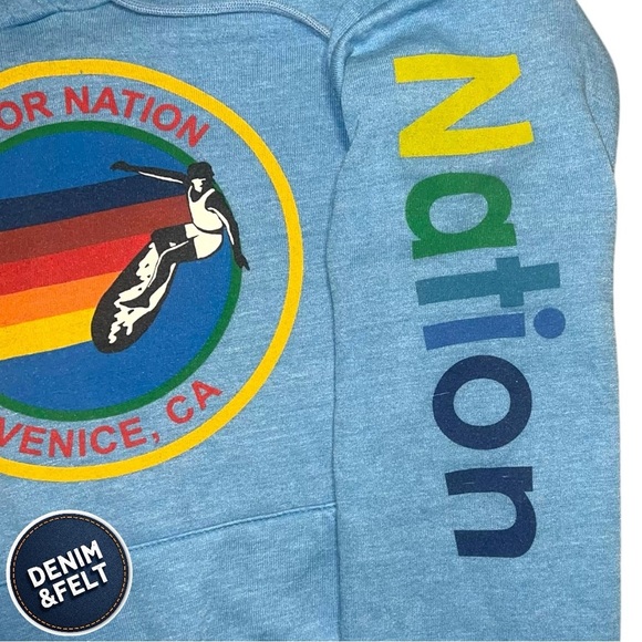 AVIATOR NATION UNISEX LOGO RELAXED PULLOVER HOODIE IN COBALT | EUC!!🌈🩵 - Picture 8 of 16